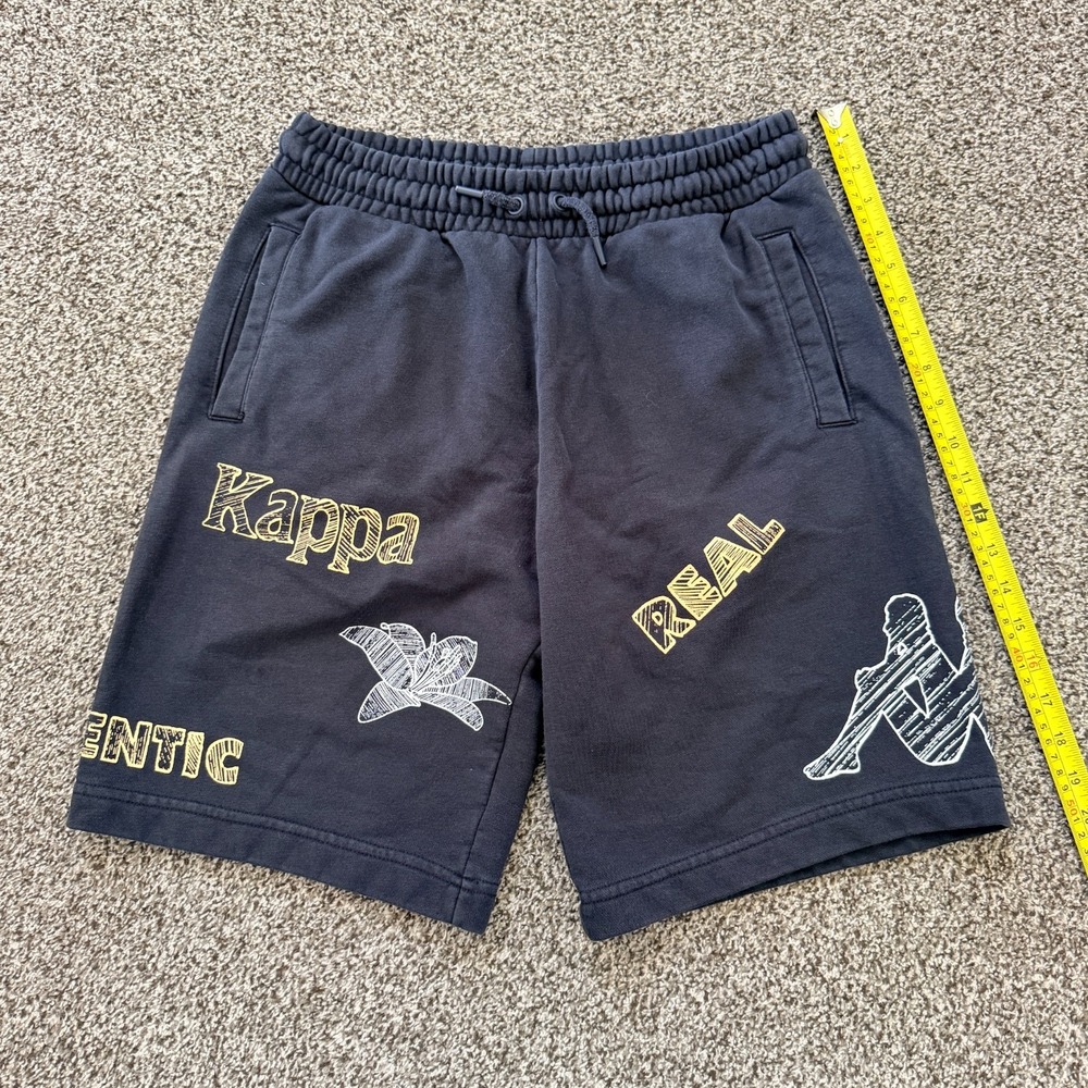 KAPPA Sangone Sweat Shorts Logo Spell Out Comfort Black Men's Size M